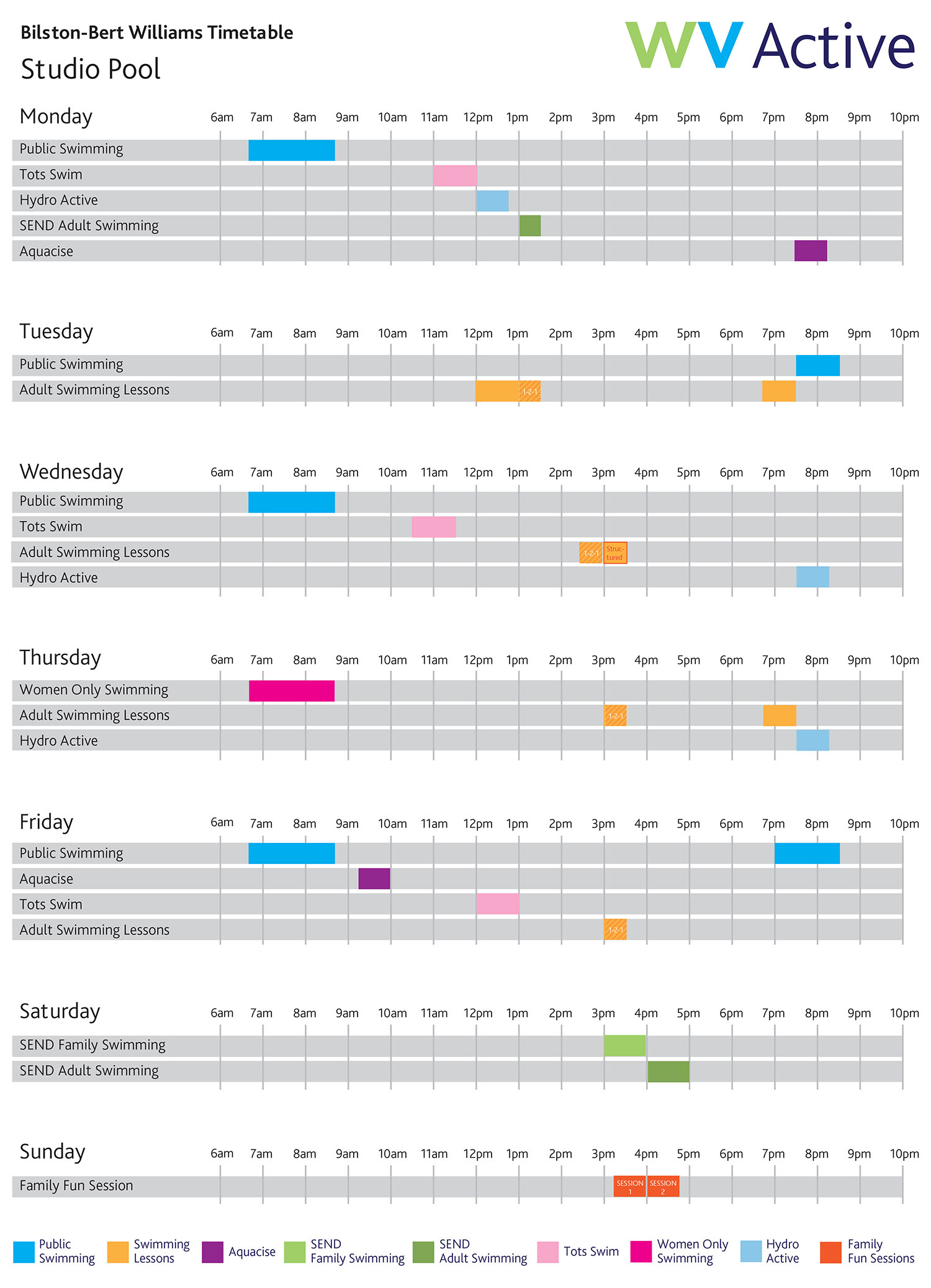 Bilston Studio Pool Timetable