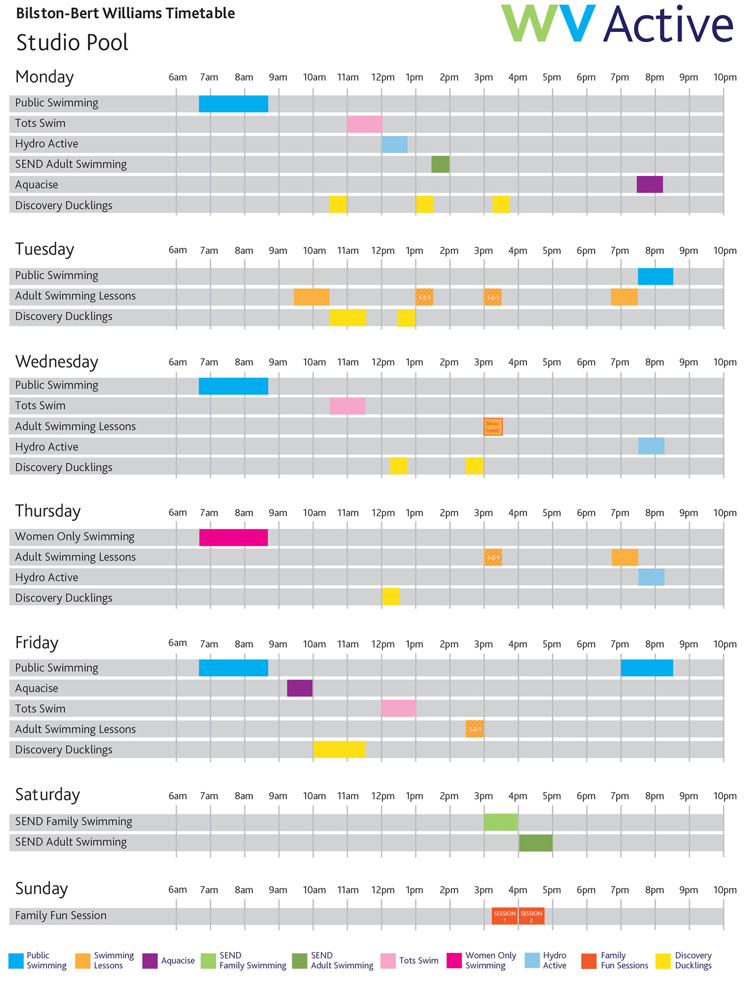 Bilston Studio Pool Timetable